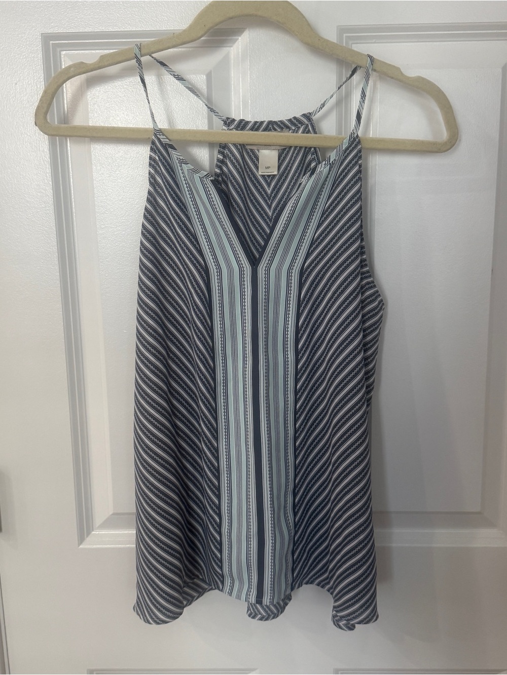 LOFT Petite Blue Striped Sleeveless Tank Top MP